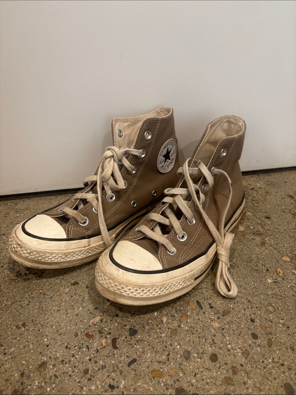 Converse High Top Sneakers - Tan and White